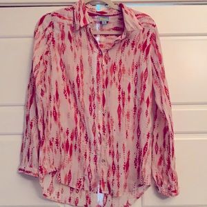 C & C California boho gauzy button down top small